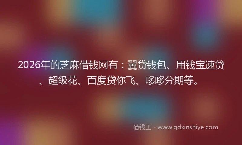 2026年的芝麻借钱网有：翼贷钱包、用钱宝速贷、超级花、百度贷你飞、哆哆分期等。