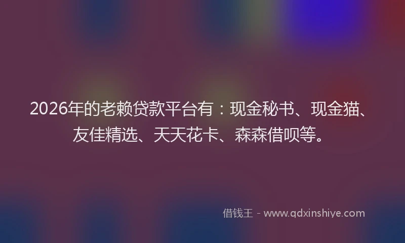2026年的老赖贷款平台有：现金秘书、现金猫、友佳精选、天天花卡、森森借呗等。