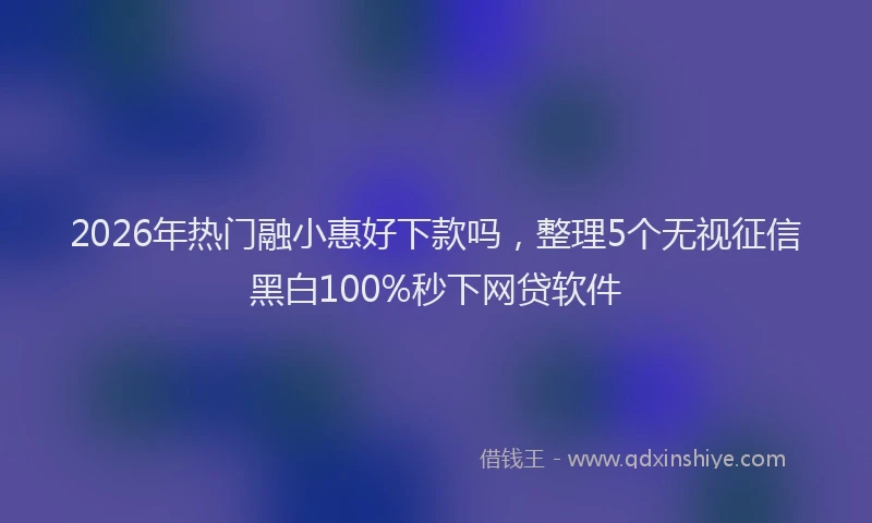 2026年热门融小惠好下款吗,整理5个无视征信黑白100%秒下网贷软件