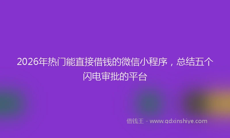 2026年热门能直接借钱的微信小程序，总结五个闪电审批的平台