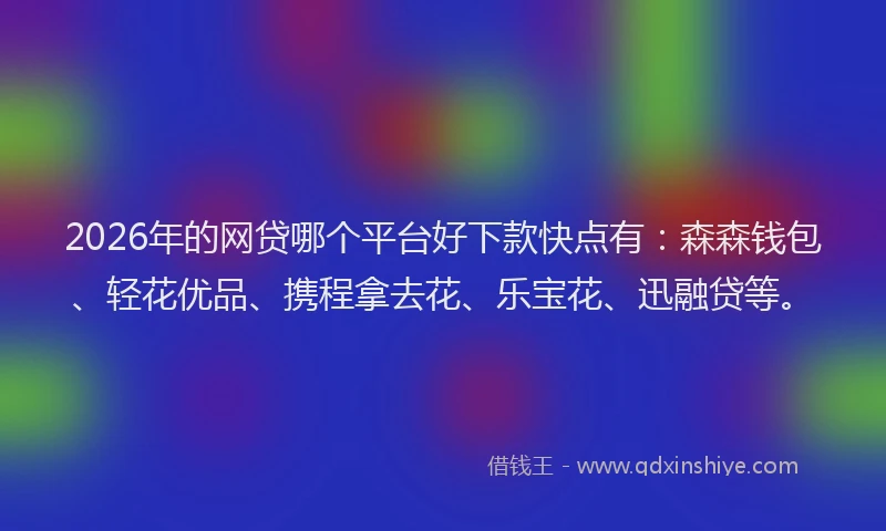 2026年的网贷哪个平台好下款快点有：森森钱包、轻花优品、携程拿去花、乐宝花、迅融贷等。