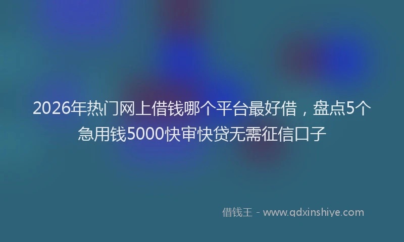 2026年热门网上借钱哪个平台最好借，盘点5个急用钱5000快审快贷无需征信口子