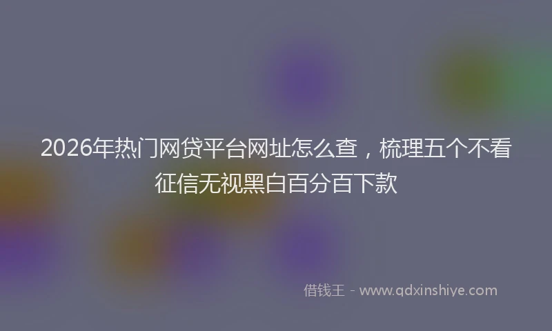 2026年热门网贷平台网址怎么查，梳理五个不看征信无视黑白百分百下款