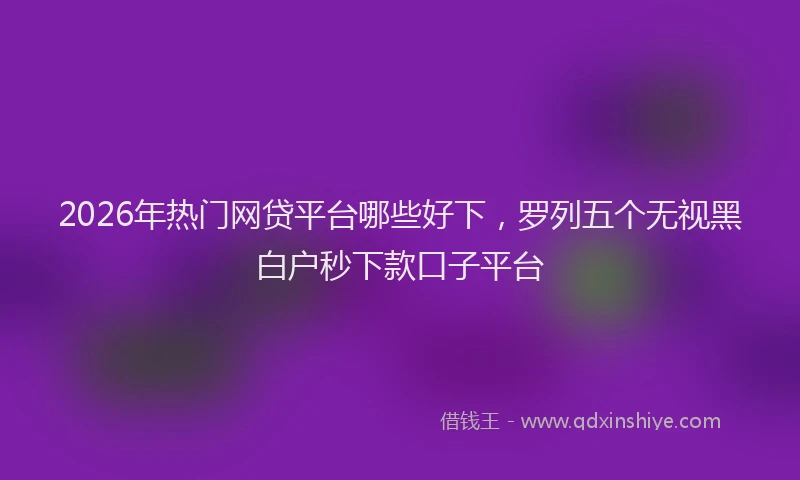 2026年热门网贷平台哪些好下，罗列五个无视黑白户秒下款口子平台