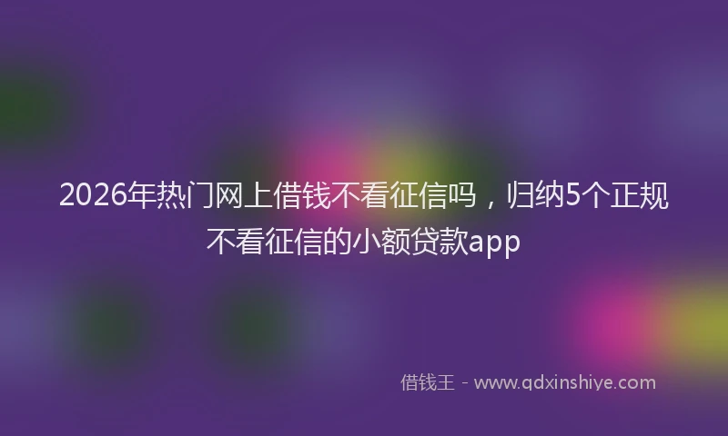 2026年热门网上借钱不看征信吗，归纳5个正规不看征信的小额贷款app