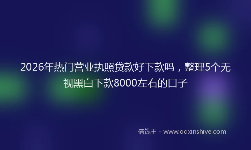 2026年热门营业执照贷款好下款吗，整理5个无视黑白下款8000左右的口子