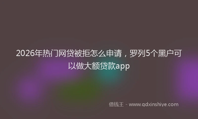 2026年热门网贷被拒怎么申请，罗列5个黑户可以做大额贷款app