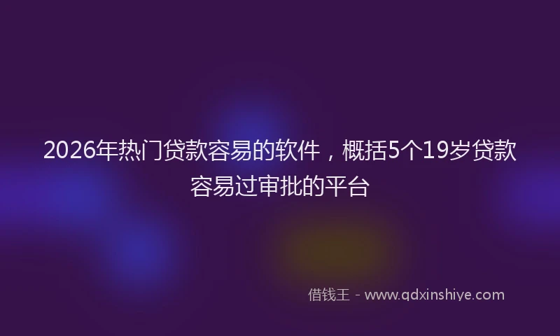2026年热门贷款容易的软件，概括5个19岁贷款容易过审批的平台