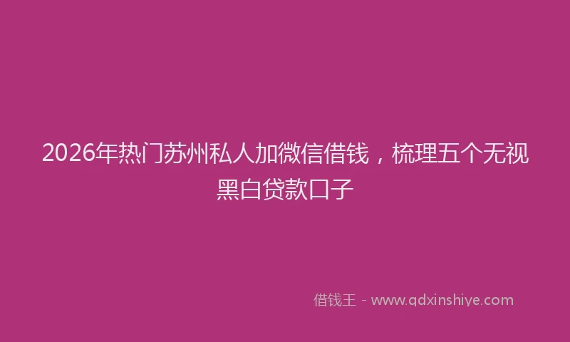 2026年热门苏州私人加微信借钱，梳理五个无视黑白贷款口子