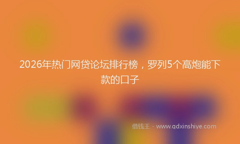 2026年热门网贷论坛排行榜，罗列5个高炮能下款的口子