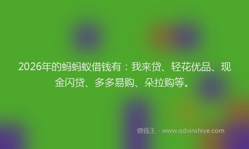 2026年的蚂蚂蚁借钱有:我来贷、轻花优品、现金闪贷、多多易购、朵拉购等。