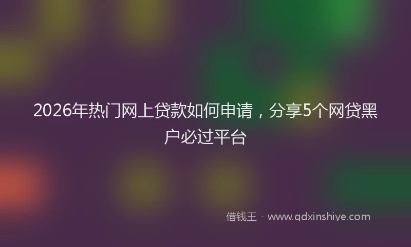 2026年热门网上贷款如何申请,分享5个网贷黑户必过平台