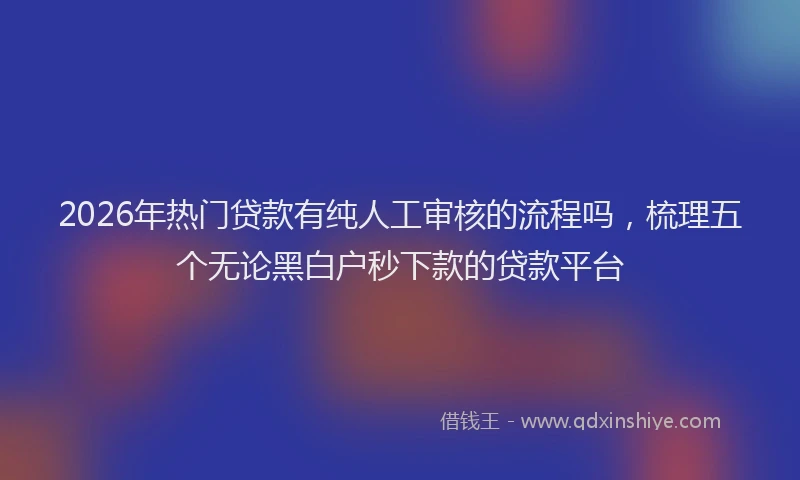 2026年热门贷款有纯人工审核的流程吗，梳理五个无论黑白户秒下款的贷款平台