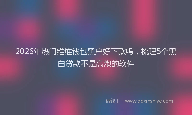 2026年热门维维钱包黑户好下款吗，梳理5个黑白贷款不是高炮的软件