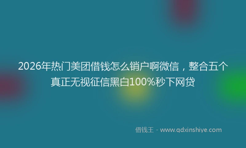 2026年热门美团借钱怎么销户啊微信，整合五个真正无视征信黑白100%秒下网贷