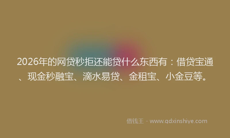 2026年的网贷秒拒还能贷什么东西有：借贷宝通、现金秒融宝、滴水易贷、金租宝、小金豆等。