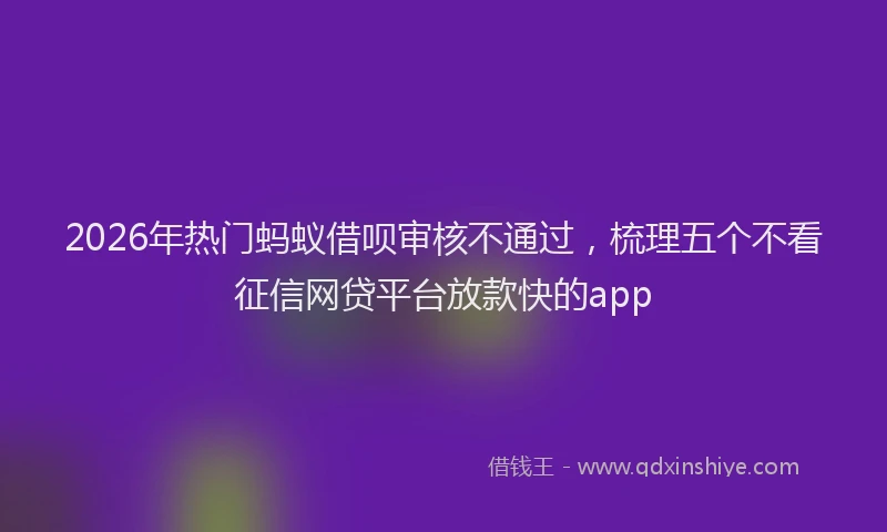 2026年热门蚂蚁借呗审核不通过，梳理五个不看征信网贷平台放款快的app