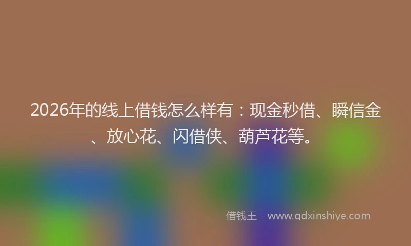 2026年的线上借钱怎么样有：现金秒借、瞬信金、放心花、闪借侠、葫芦花等。
