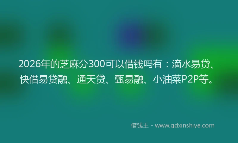 2026年的芝麻分300可以借钱吗有：滴水易贷、快借易贷融、通天贷、甄易融、小油菜P2P等。