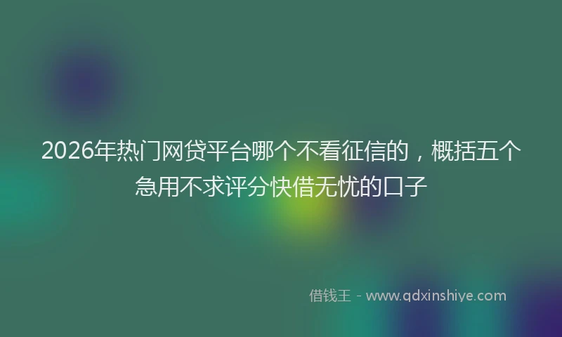 2026年热门网贷平台哪个不看征信的，概括五个急用不求评分快借无忧的口子