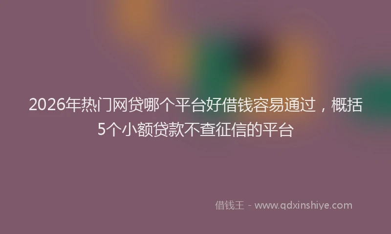 2026年热门网贷哪个平台好借钱容易通过，概括5个小额贷款不查征信的平台