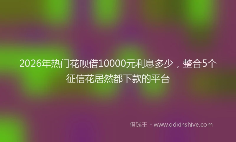 2026年热门花呗借10000元利息多少，整合5个征信花居然都下款的平台