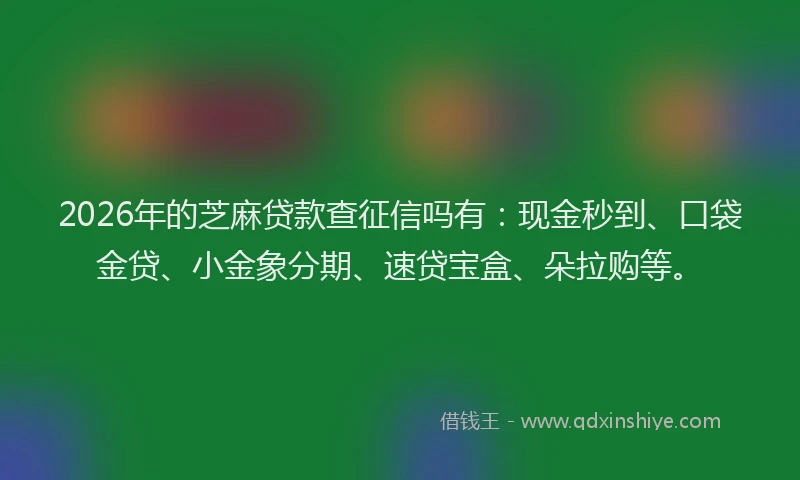 2026年的芝麻贷款查征信吗有：现金秒到、口袋金贷、小金象分期、速贷宝盒、朵拉购等。