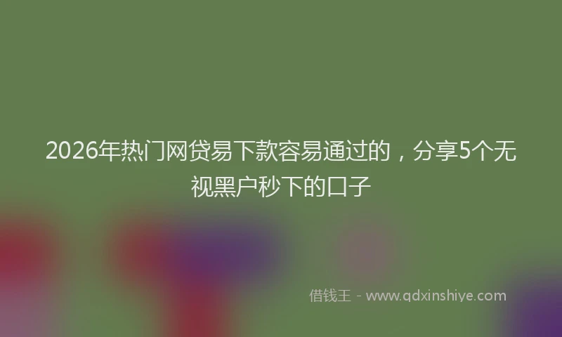 2026年热门网贷易下款容易通过的，分享5个无视黑户秒下的口子