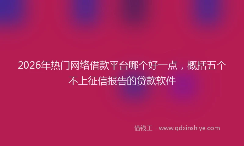 2026年热门网络借款平台哪个好一点，概括五个不上征信报告的贷款软件