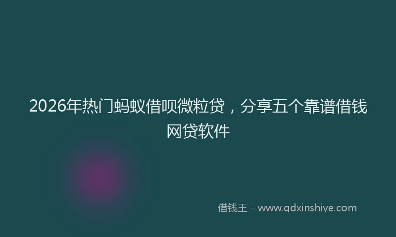 2026年热门蚂蚁借呗微粒贷，分享五个靠谱借钱网贷软件