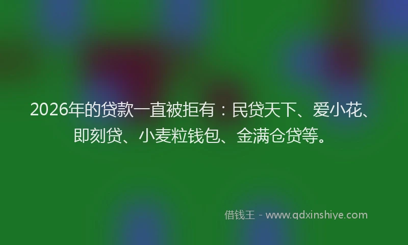 2026年的贷款一直被拒有：民贷天下、爱小花、即刻贷、小麦粒钱包、金满仓贷等。