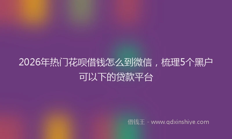 2026年热门花呗借钱怎么到微信，梳理5个黑户可以下的贷款平台