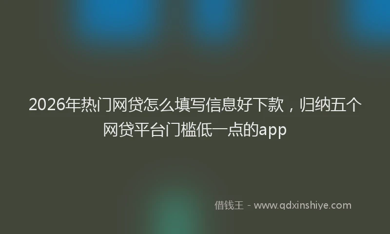 2026年热门网贷怎么填写信息好下款,归纳五个网贷平台门槛低一点的app