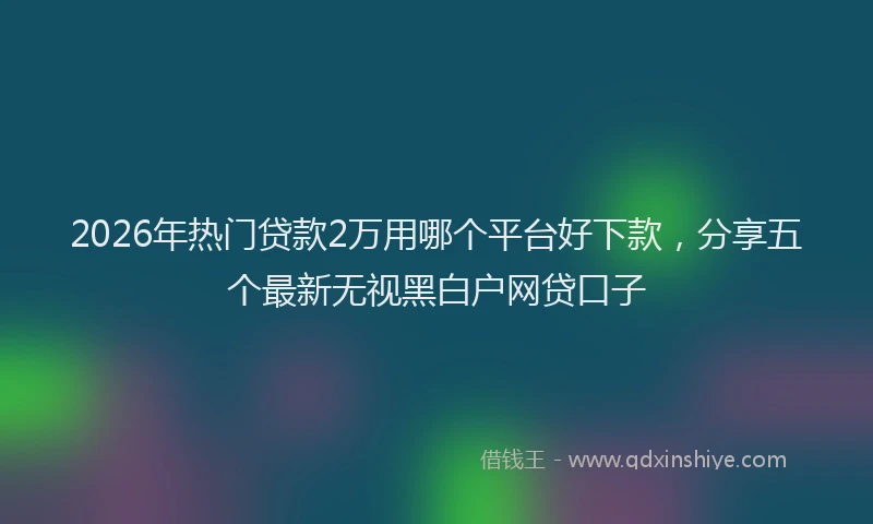 2026年热门贷款2万用哪个平台好下款，分享五个最新无视黑白户网贷口子