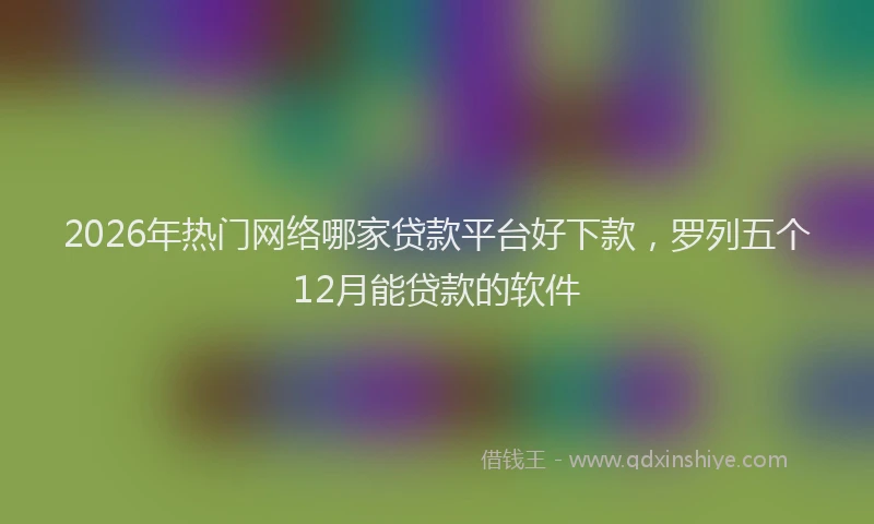 2026年热门网络哪家贷款平台好下款，罗列五个12月能贷款的软件