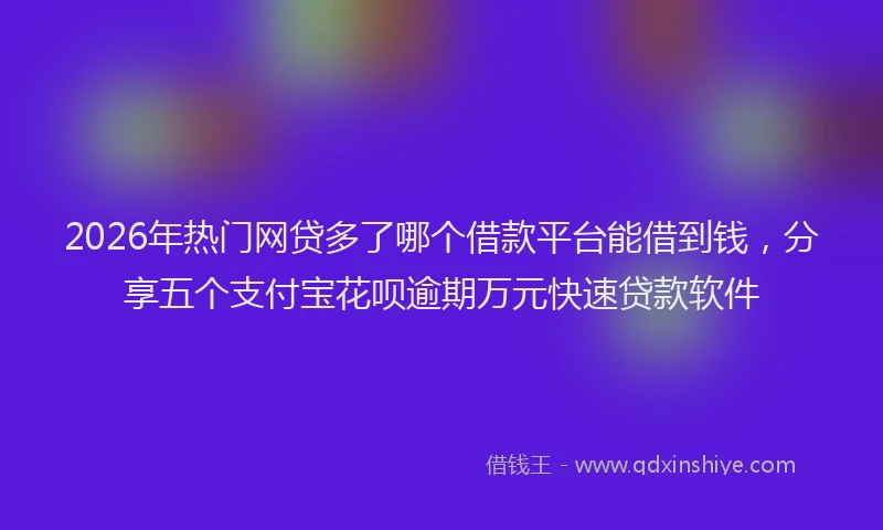 2026年热门网贷多了哪个借款平台能借到钱,分享五个支付宝花呗逾期万元快速贷款软件
