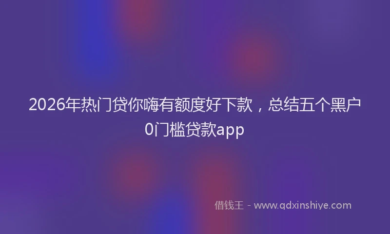 2026年热门贷你嗨有额度好下款，总结五个黑户0门槛贷款app