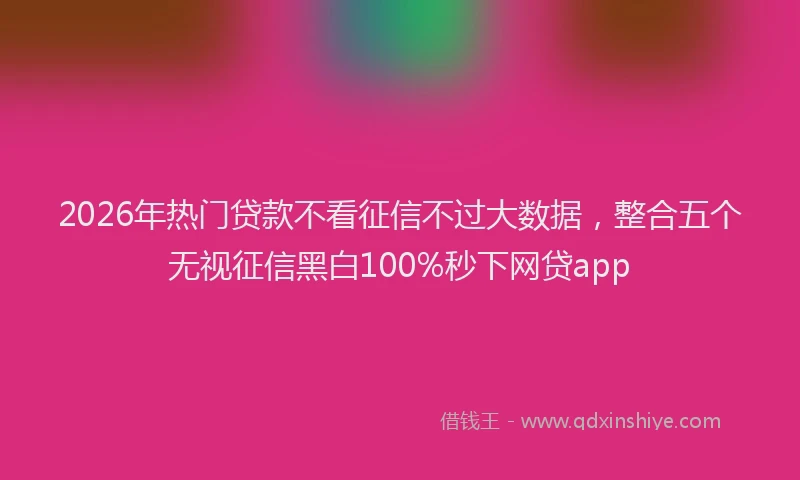 2026年热门贷款不看征信不过大数据，整合五个无视征信黑白100%秒下网贷app