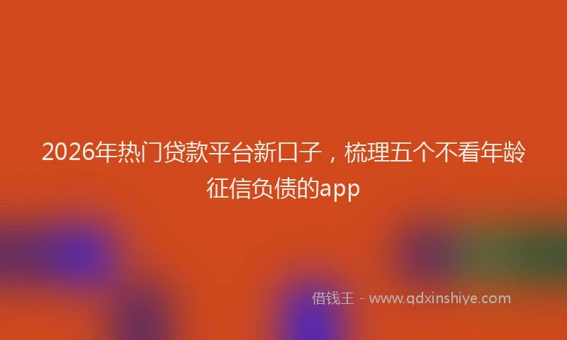 2026年热门贷款平台新口子，梳理五个不看年龄征信负债的app