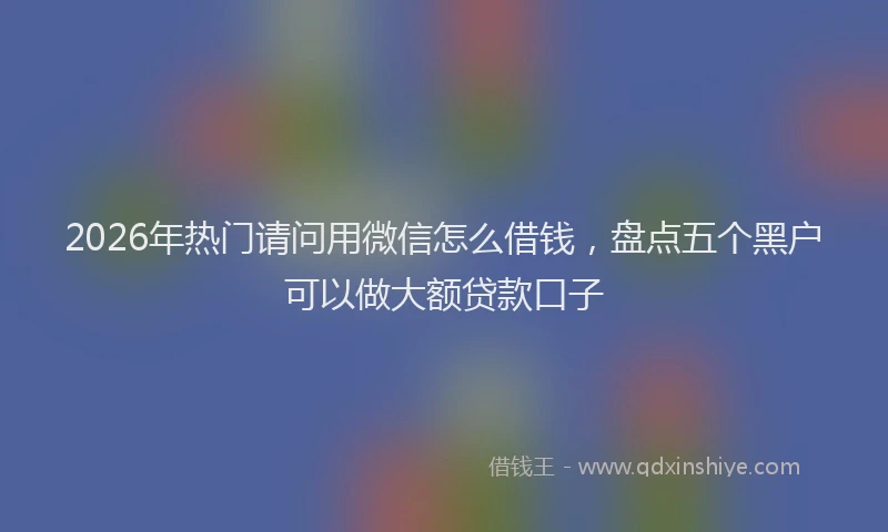 2026年热门请问用微信怎么借钱,盘点五个黑户可以做大额贷款口子