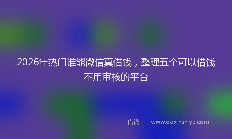 2026年热门谁能微信真借钱，整理五个可以借钱不用审核的平台