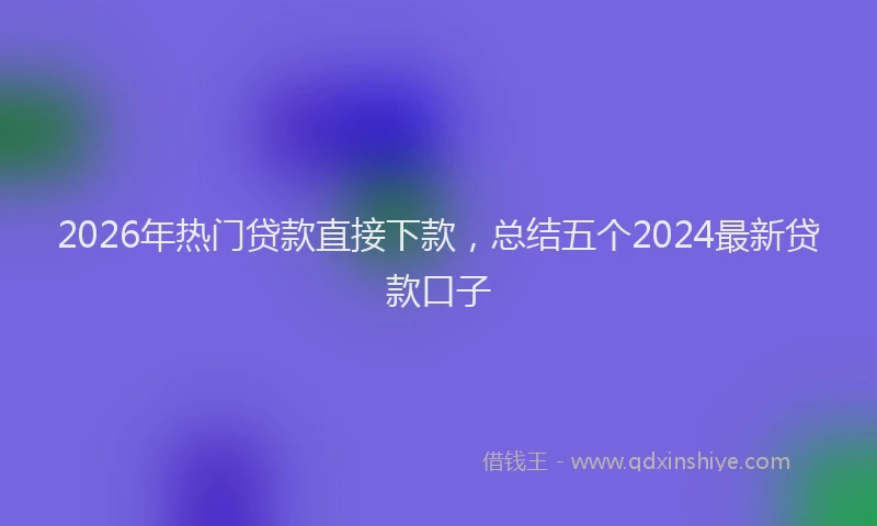 2026年热门贷款直接下款，总结五个2024最新贷款口子
