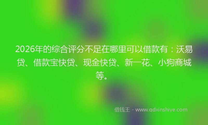2026年的综合评分不足在哪里可以借款有：沃易贷、借款宝快贷、现金快贷、新一花、小狗商城等。