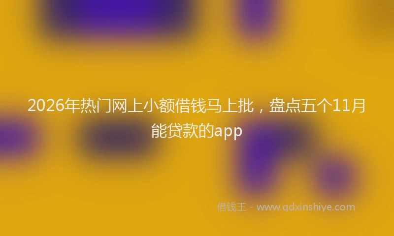2026年热门网上小额借钱马上批，盘点五个11月能贷款的app