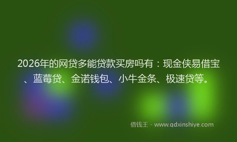 2026年的网贷多能贷款买房吗有：现金侠易借宝、蓝莓贷、金诺钱包、小牛金条、极速贷等。