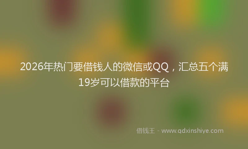 2026年热门要借钱人的微信或QQ，汇总五个满19岁可以借款的平台
