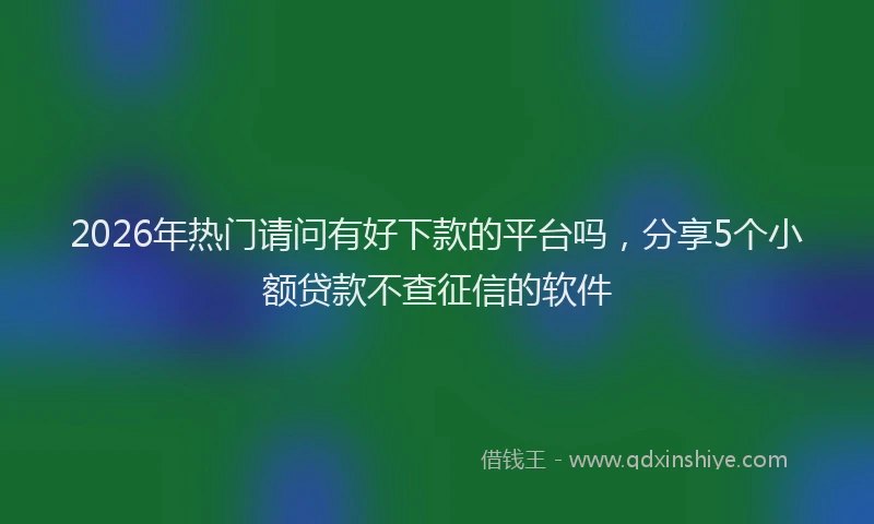 2026年热门请问有好下款的平台吗,分享5个小额贷款不查征信的软件