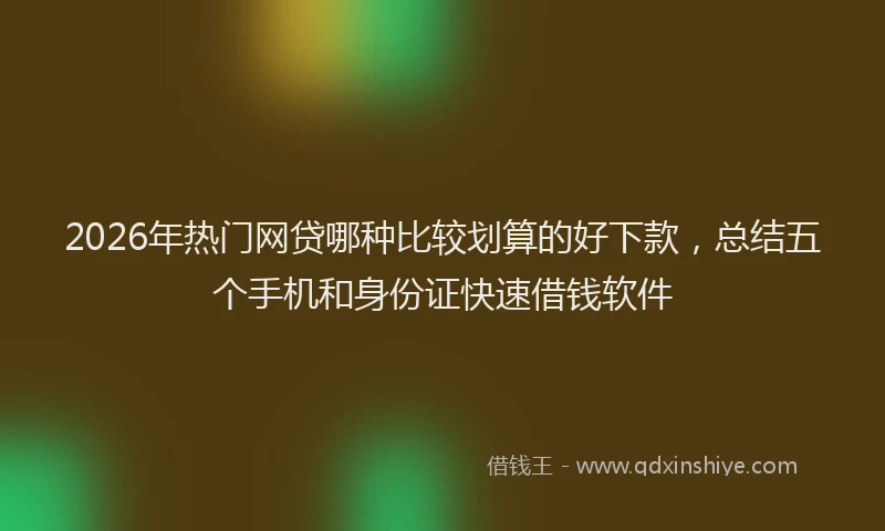 2026年热门网贷哪种比较划算的好下款，总结五个手机和身份证快速借钱软件
