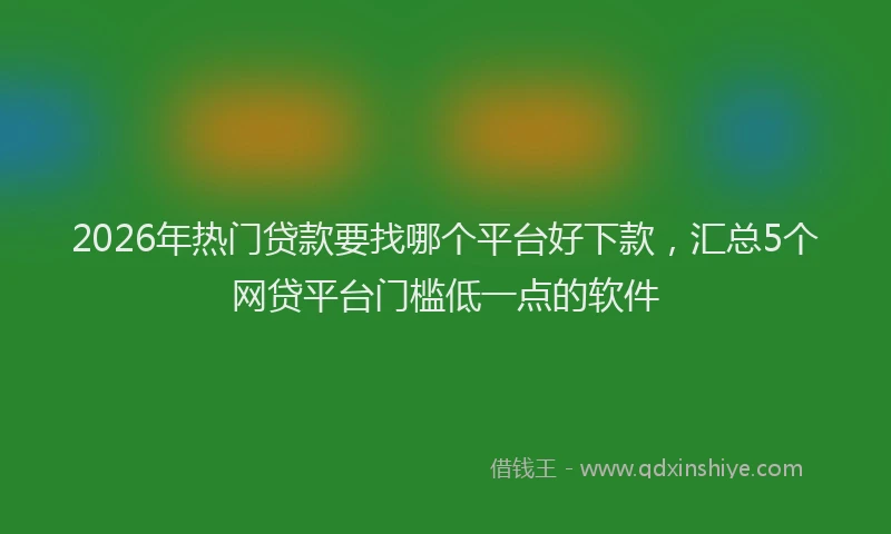 2026年热门贷款要找哪个平台好下款，汇总5个网贷平台门槛低一点的软件