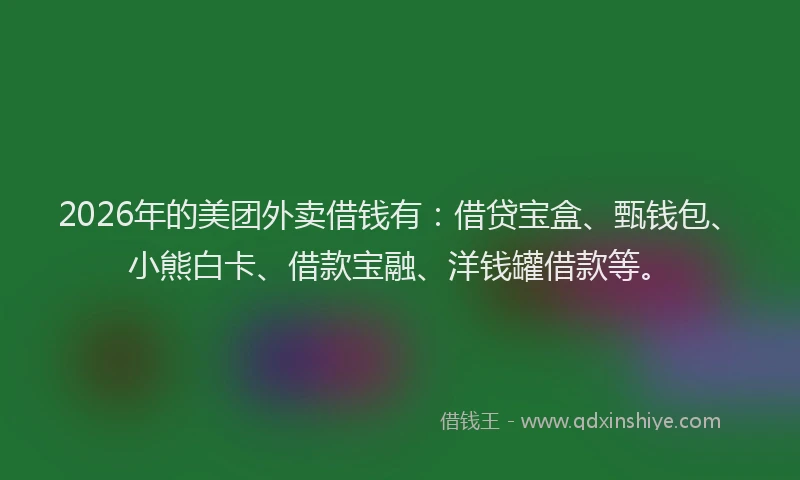 2026年的美团外卖借钱有：借贷宝盒、甄钱包、小熊白卡、借款宝融、洋钱罐借款等。